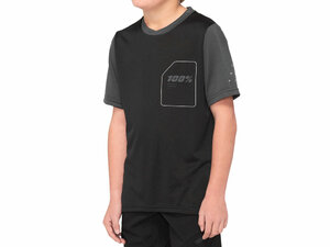 100% Ridecamp Youth Short Sleeve Jersey   L Black/Charcoal